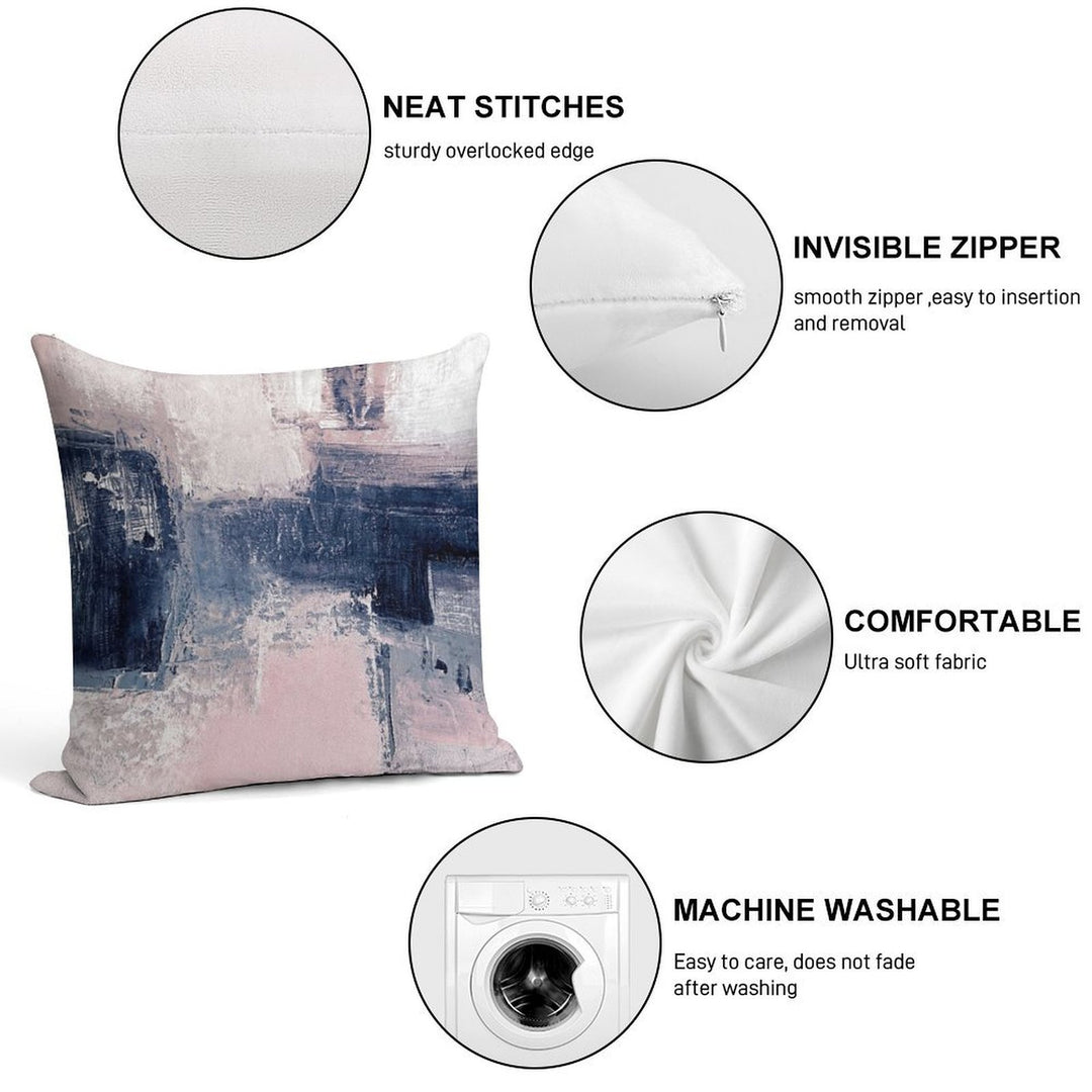 Pink And Navy 2 Soft Hidden Zipper Throw Pillow