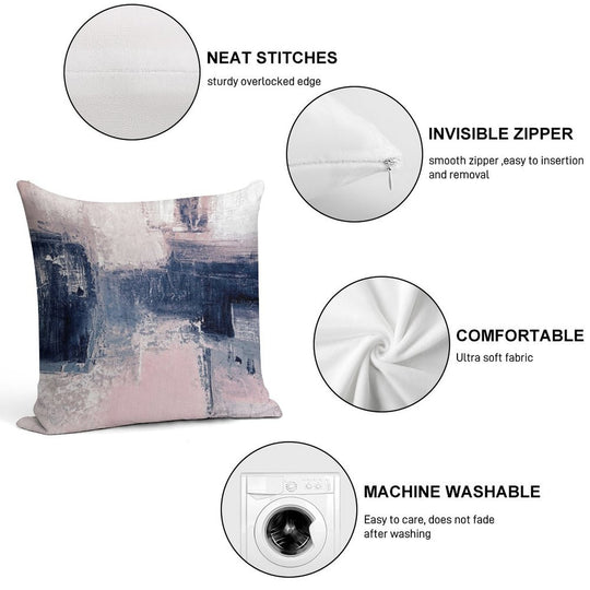 Pink And Navy 2 Soft Hidden Zipper Throw Pillow