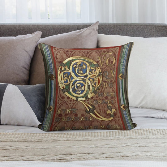 Decorated Incipit Page - Opening of Luke's Gospel (1120 - 1140 AD) Soft Luxury Feel Throw Pillow