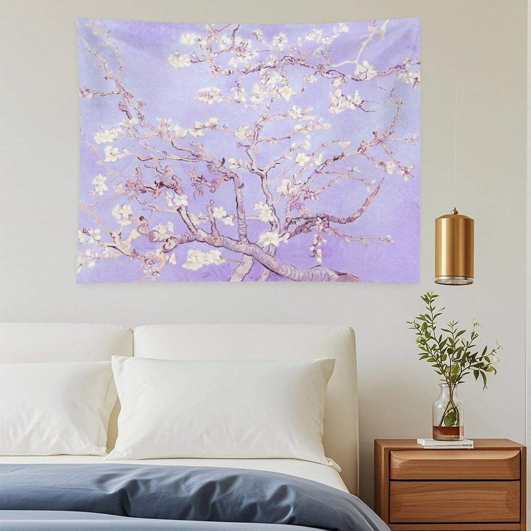 Vincent Van Gogh Almond Blossoms Lavender Tapestry
