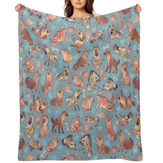 Hyenas in Cerulean Lightweight Throw Blanket