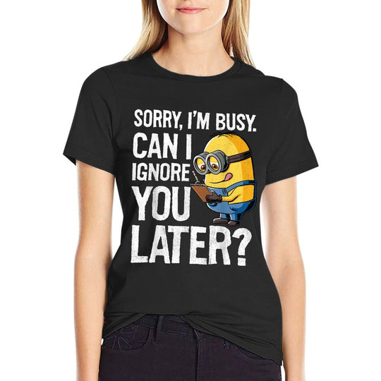 Despicable Me Minions Can I Ignore You Later Graphic  Oversized Silhouette T-Shirt