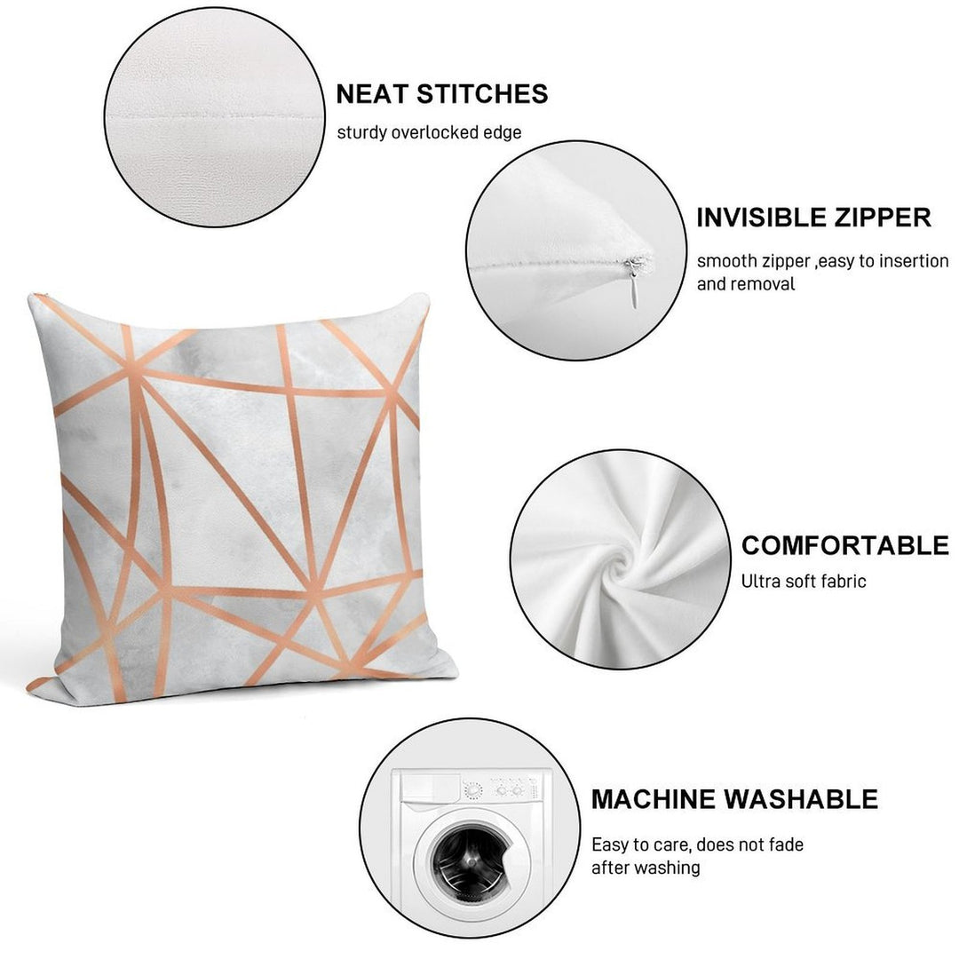 White & Copper Geo Soft High-Density Material Throw Pillow