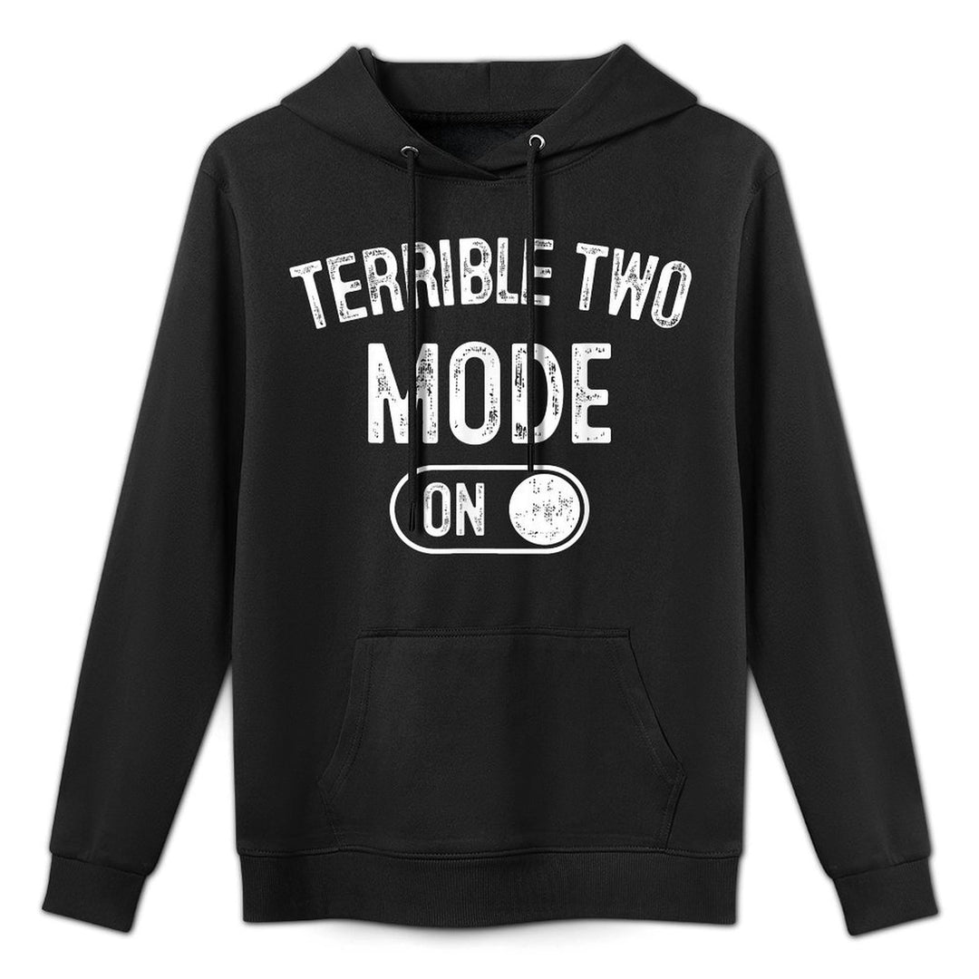 Terrible Two Mode On 2Nd Birthday Gifts Bday 2 Years Old Cotton-Polyester Blend Hoodie