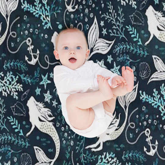 Mermaid Ocean Dark Premium Throw Blanket