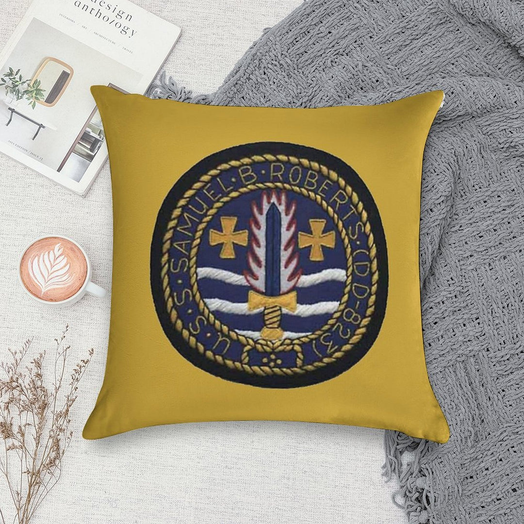 USS SAMUEL B. ROBERTS (DD-823) SHIP'S STORE Soft Short Plush Fabric Throw Pillow