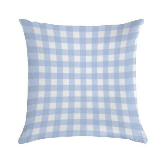 Light Blue PlaidCheckered Aesthetic Pattern Soft Gift Ready Throw Pillow