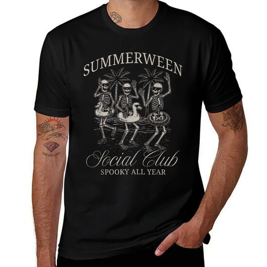Summerween Social Club Skeleton Dancing Summer Halloween  Quick-drying T-Shirt