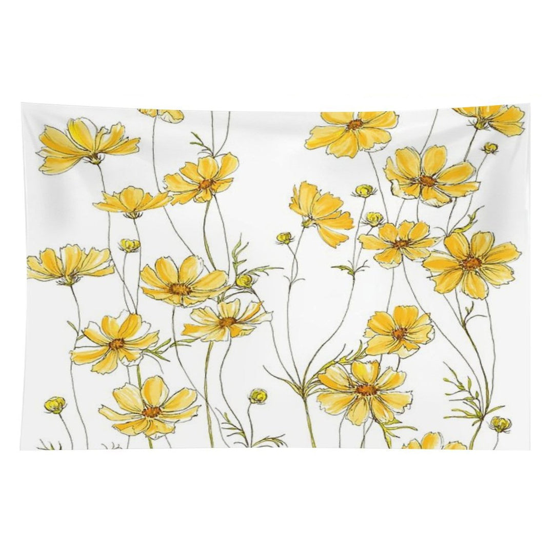 Yellow Cosmos Flowers Tapestry