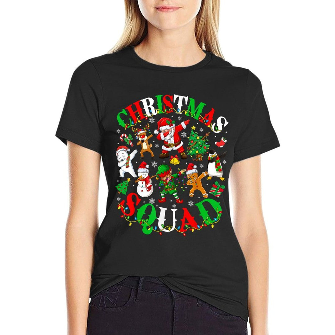 Christmas Squad Santa Dabbing Elf Family Matching Pajamas  Oversized Silhouette T-Shirt