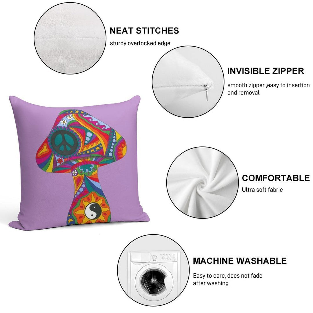 Psychedelic Mushroom Soft High-Density Material Throw Pillow