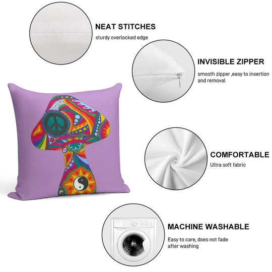 Psychedelic Mushroom Soft High-Density Material Throw Pillow