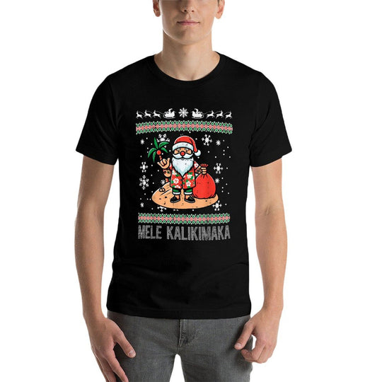 Christmas Santa Hawaii Mele Kalikimaka Ugly Xmas Men Women  Summer-ready Fabric T-Shirt
