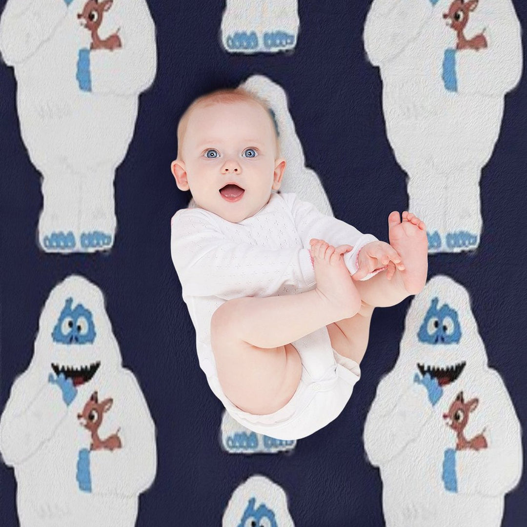 Classic Christmas Abominable Snowman with Rudolph © GraphicLoveShop Compact Throw Blanket