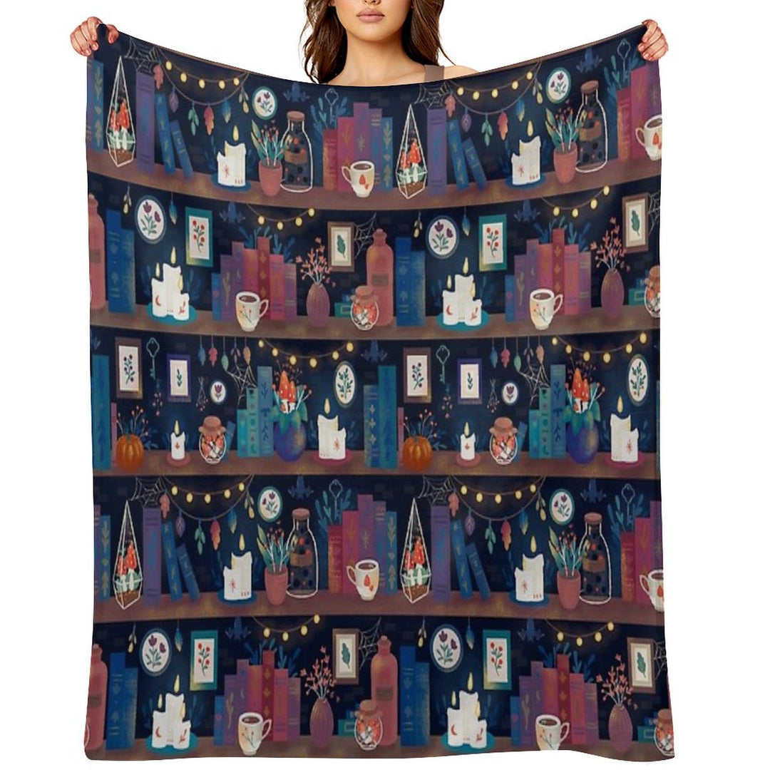 Whimsigothic Library Machine-washable Throw Blanket