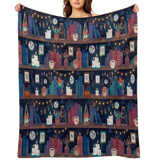 Whimsigothic Library Machine-washable Throw Blanket