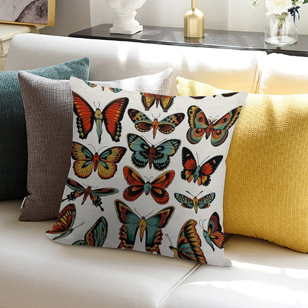 Butterflies Traditional Tattoo Flash Soft Multiple Sizes Throw Pillow