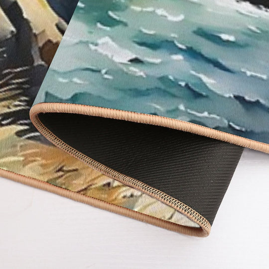 Sea Gull over The English Coast  Fade-Resistant Bath Mat