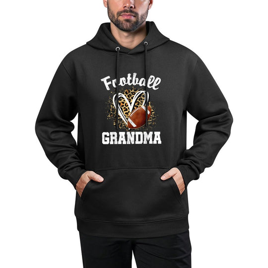 Football Grandma Leopard Heart Cotton-Polyester Blend Hoodie
