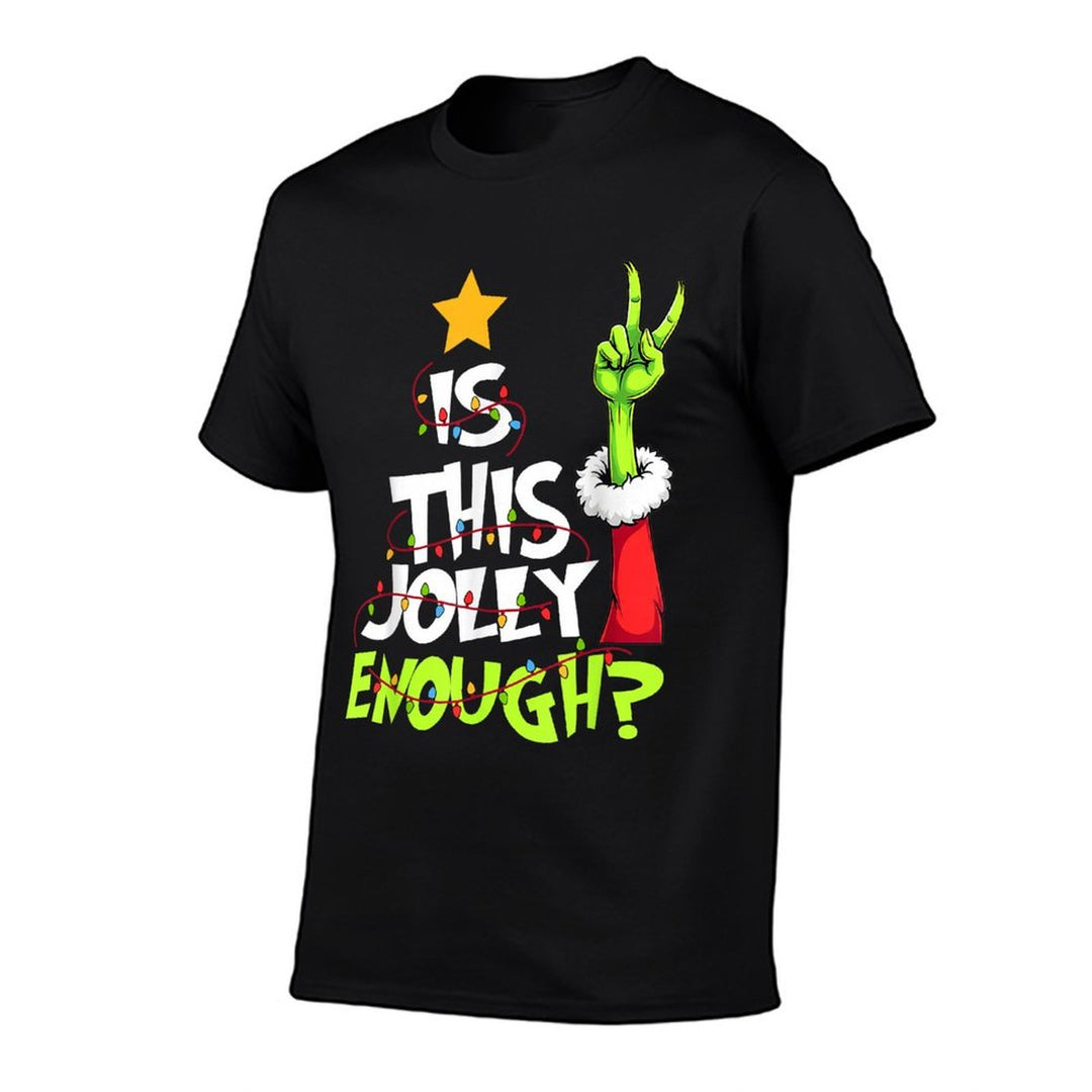 Is This Jolly Enough Funny Christmas Light Men Women  Heathered Texture T-Shirt