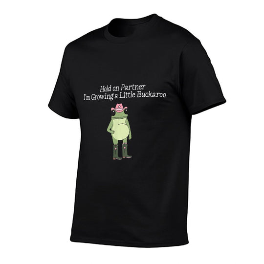 Hold On Partner Im Growing A Little Buckaroo Frog Pregnancy  Eco-friendly Material T-Shirt