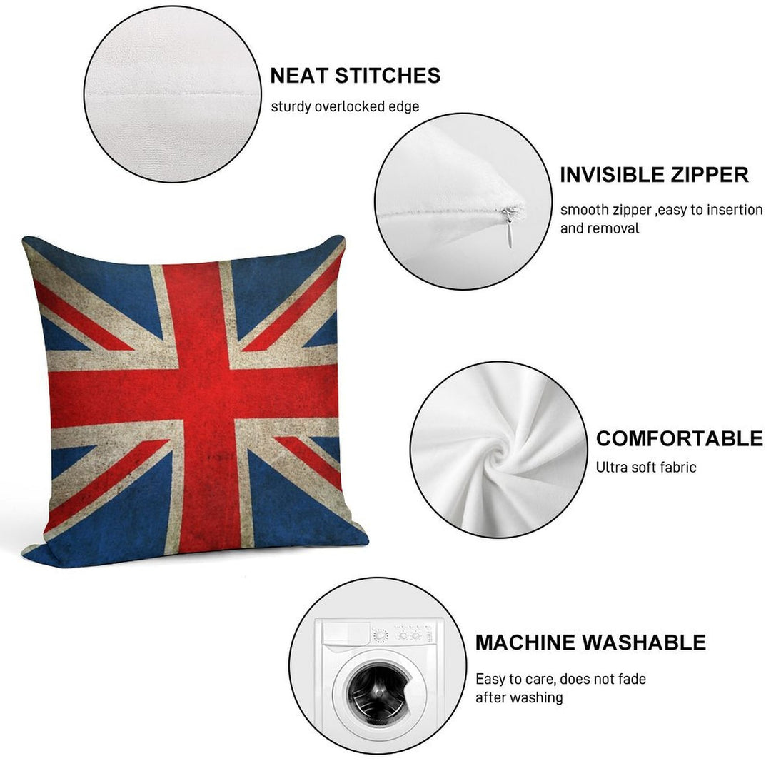 Old And Worn Distressed Vintage Union Jack Flag Soft Luxury Feel Throw Pillow