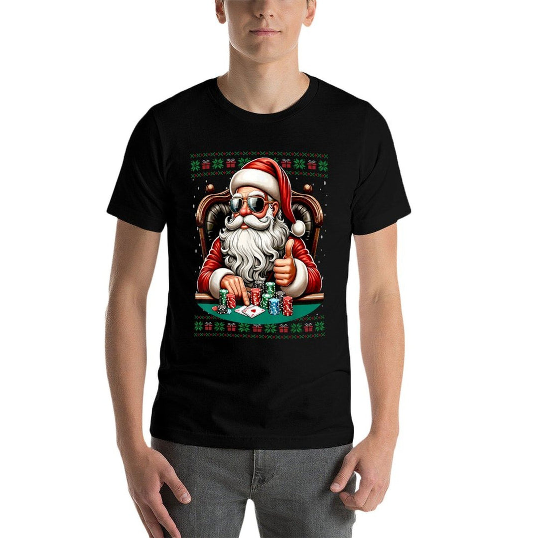 Poker Santa Poker Player Ugly Christmas Sweater  Polyester Blend T-Shirt