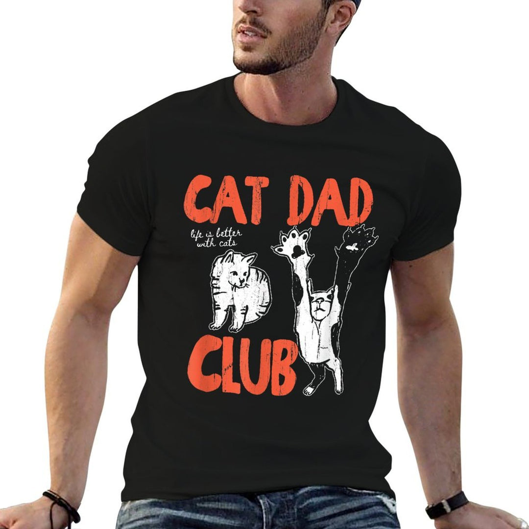 Cat Dad Club, Life Is Better with Cats, Cat Dad, Funny Cat  Polyester Blend T-Shirt