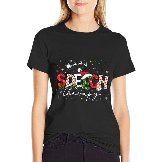 Speech Therapy Christmas Vintage Speech Language Pathologist  High-quality Stitching T-Shirt
