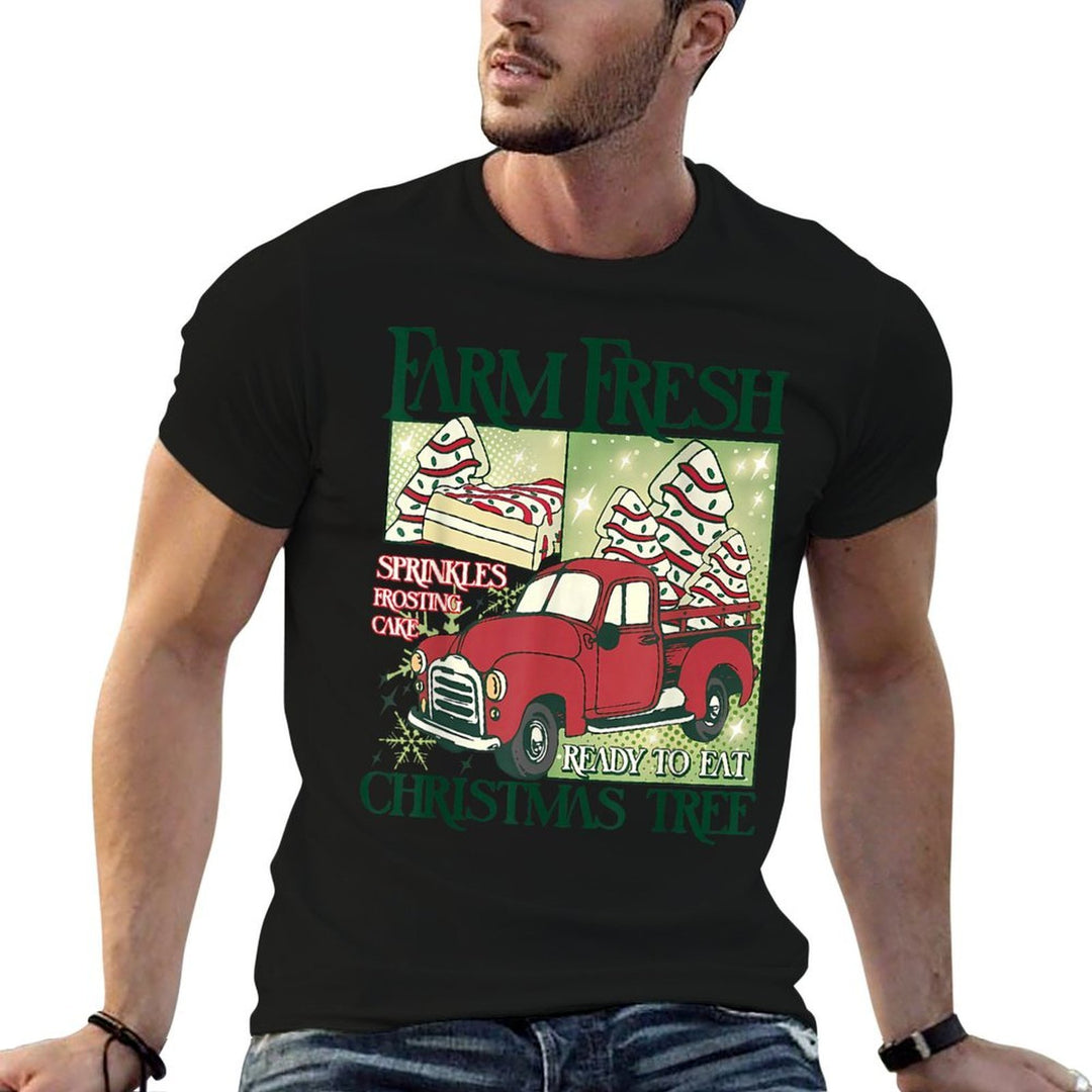 Farm Fresh Christmas Tree Funny Xmas Frosting Cake Debbie  Oversized Silhouette T-Shirt