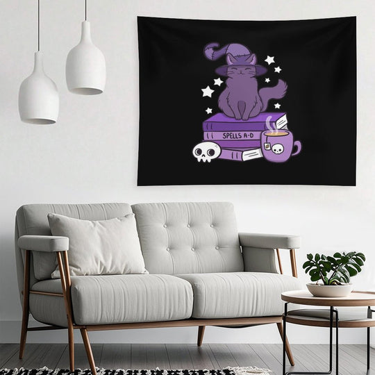 Feline Familiar 02  Black  Nikury Tapestry