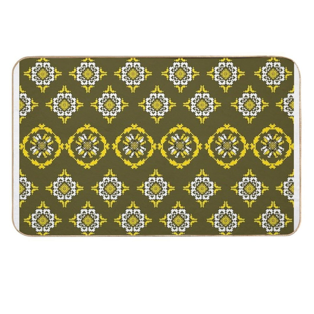 Verdant Harmony — A Dialogue in Diamond And Bloom Pattern Seamless  Versatile Bath Mat