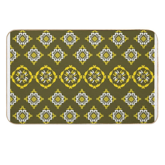 Verdant Harmony — A Dialogue in Diamond And Bloom Pattern Seamless  Versatile Bath Mat