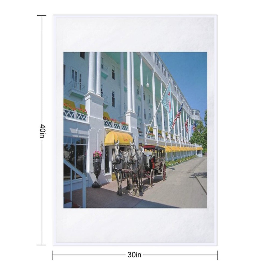 Carriage at The Grand Hotel, Mackinac Island, Michigan Durable Throw Blanket
