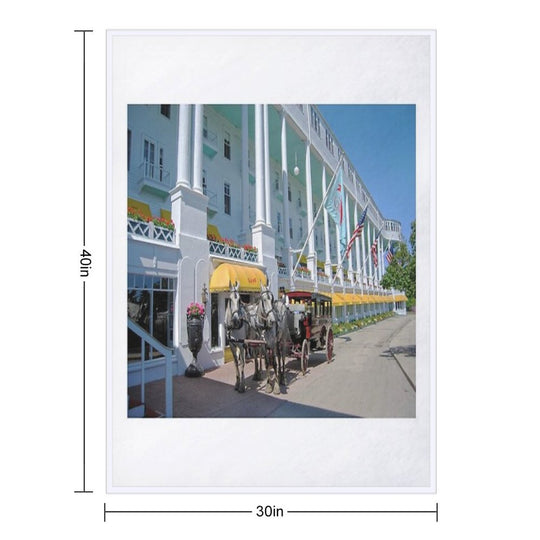 Carriage at The Grand Hotel, Mackinac Island, Michigan Durable Throw Blanket