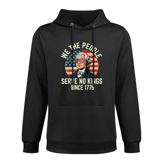 4th of July No King in USA 1776 Patriotic American Cotton-Polyester Blend Hoodie
