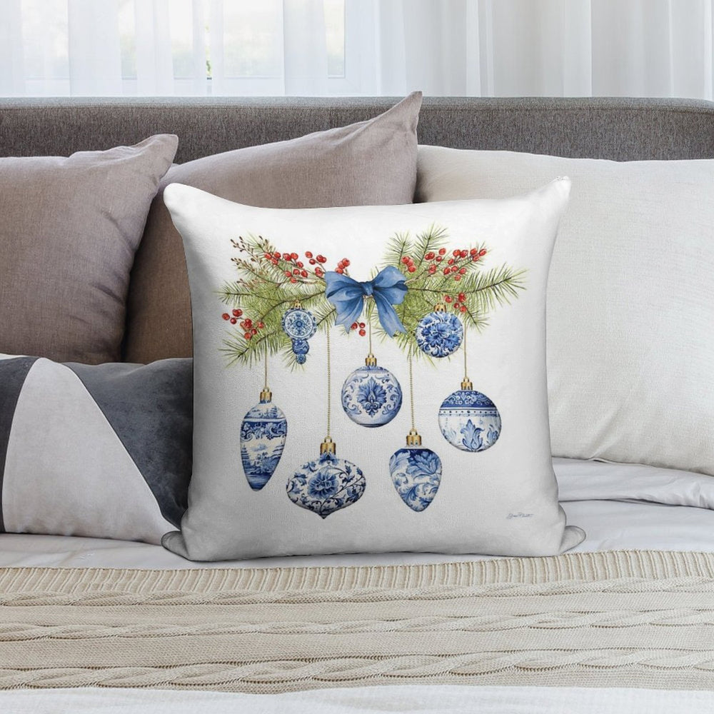 Blue Chinoiserie Christmas A Soft Washable Throw Pillow