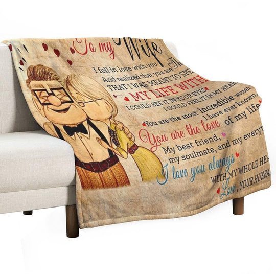 Carl And Ellie To My Wife I Love You Always With My Whole Heart, Valentines Gift For Wife Velvety-soft Throw Blanket