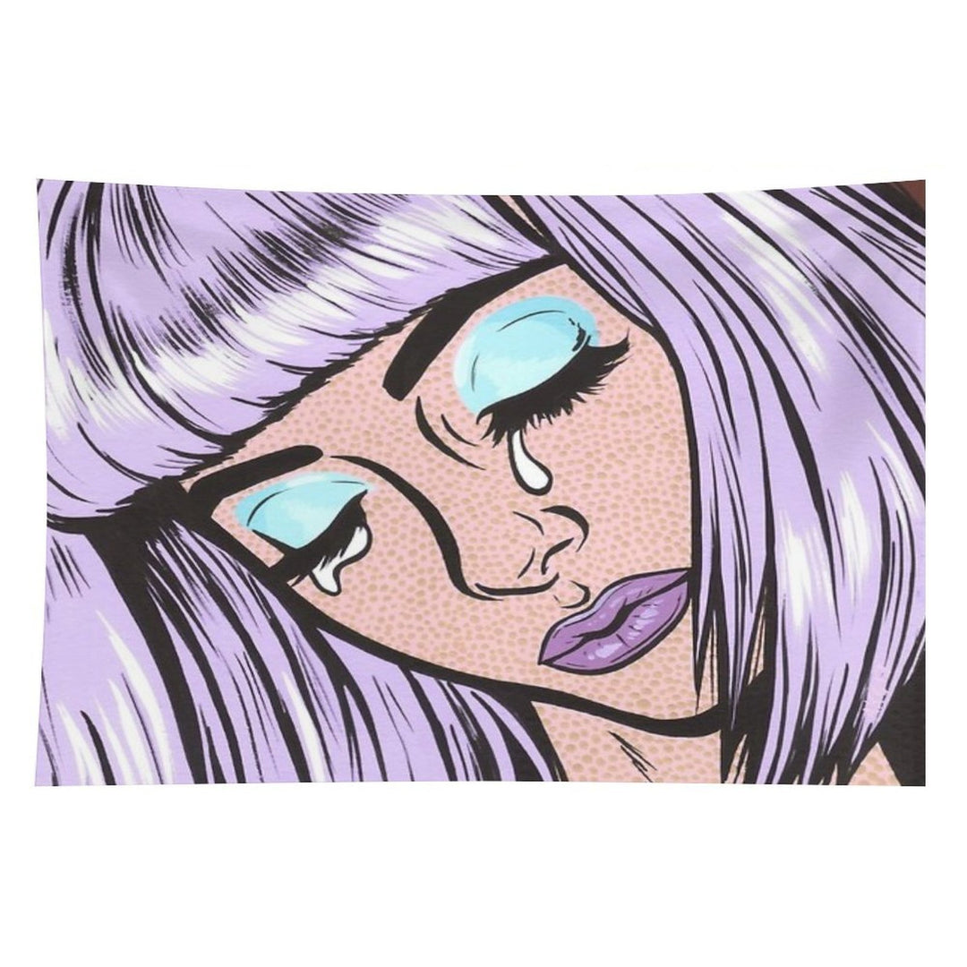 Lilac Bangs Crying Comic Girl Tapestry