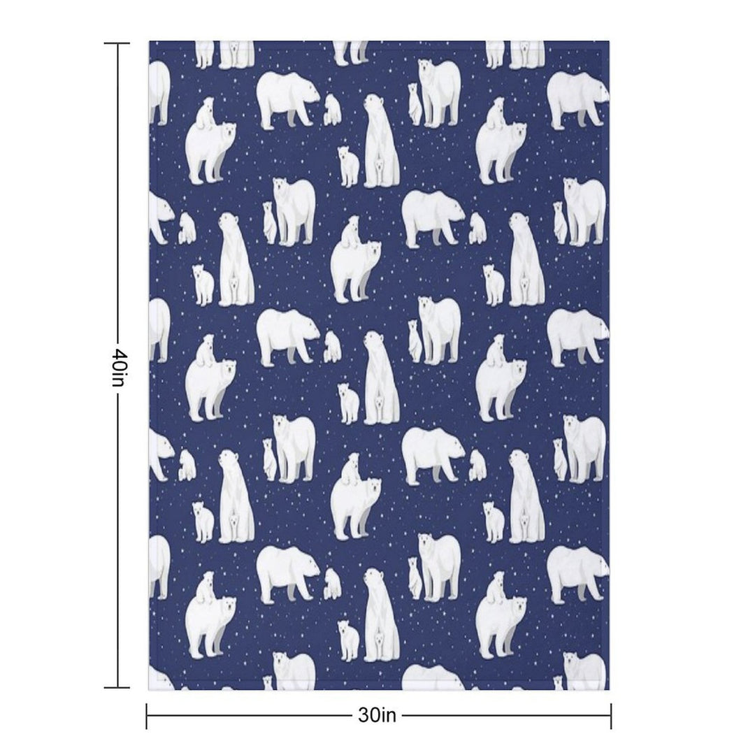 Winter Polar Bears And Stars on Navy All-season Throw Blanket