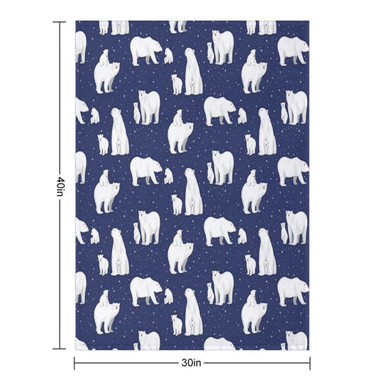 Winter Polar Bears And Stars on Navy All-season Throw Blanket