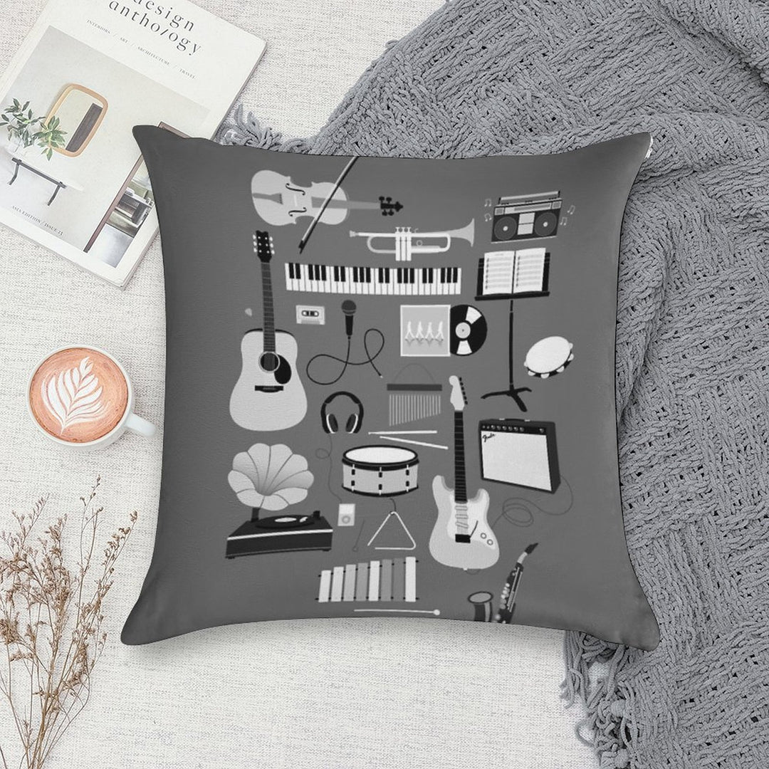 Music Things Soft Short Plush Fabric Throw Pillow
