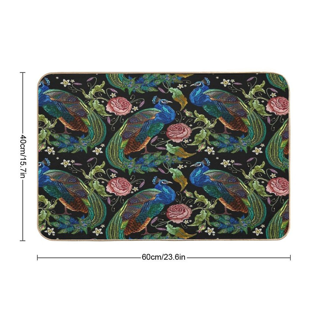 Embroidery Peacocks  Multi-Purpose Bath Mat