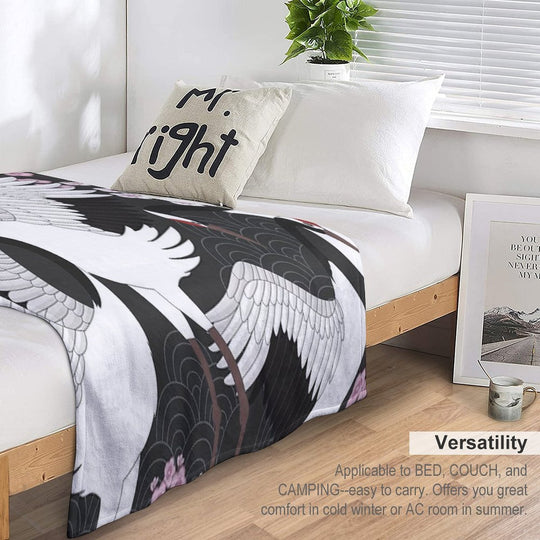 Japanese Cranes Eco-conscious Throw Blanket