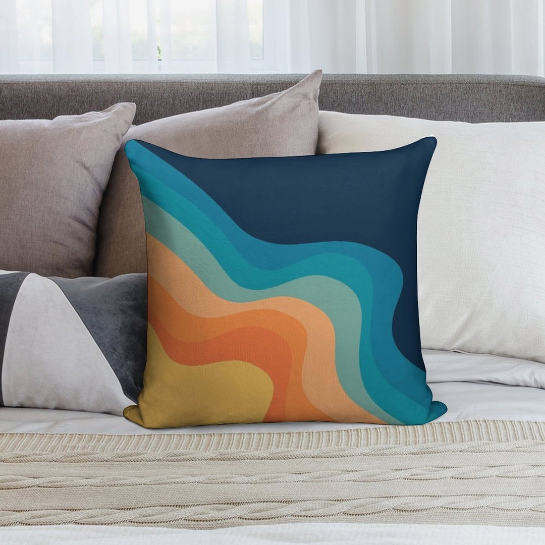 Retro Style Waves Decoration Soft Shrink-Resistant Throw Pillow