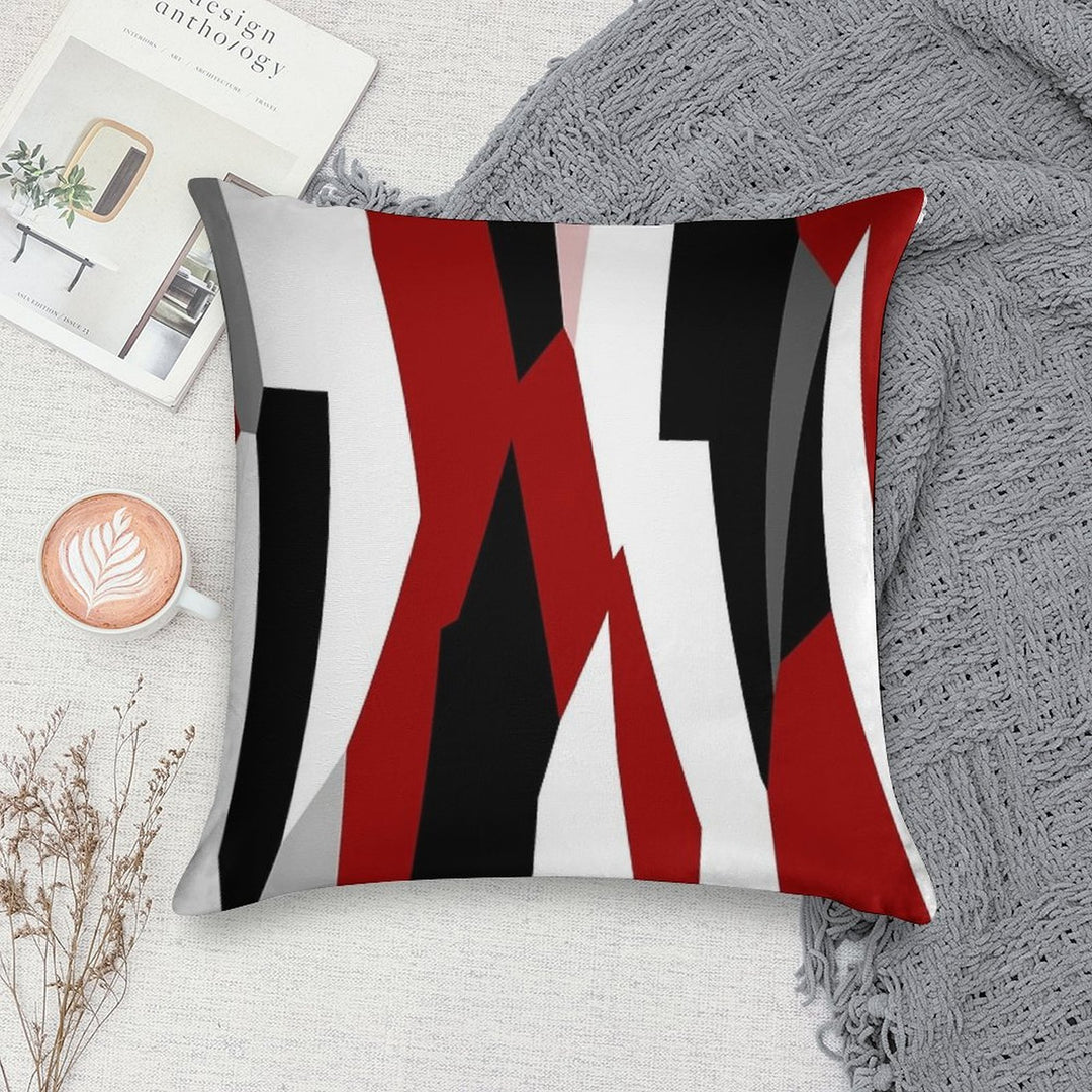 Red Black And White Abstract Soft High-Density Material Throw Pillow