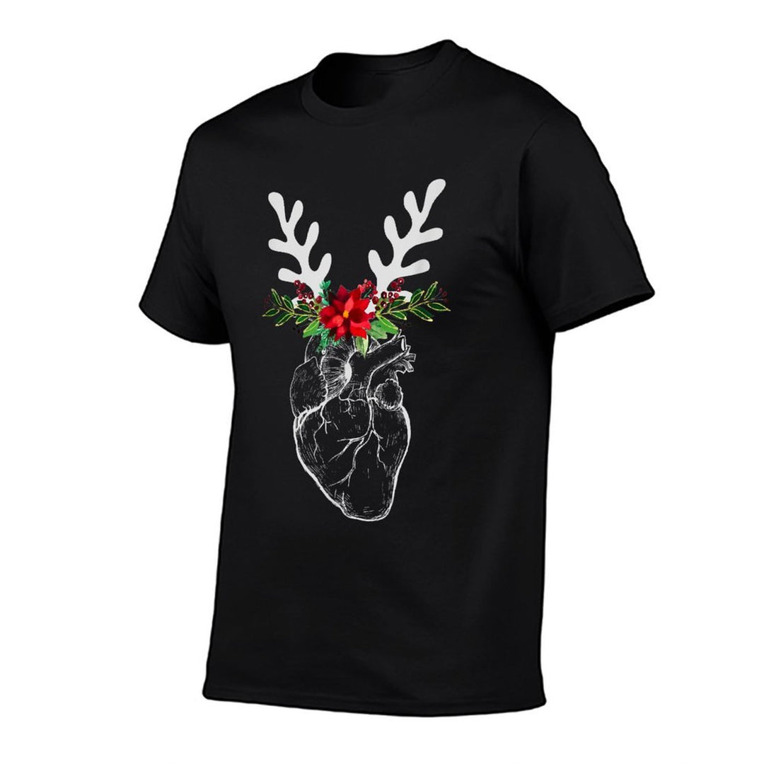 Nurse Heart Anatomy Reindeer Heart Cath Lab RN Cardiology Hu  Odor-resistant T-Shirt