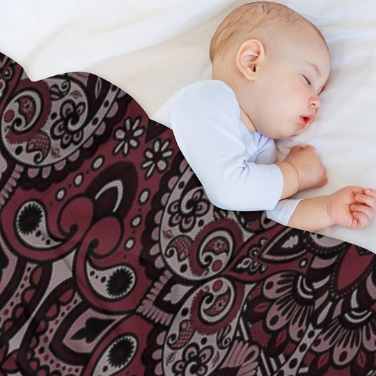 Floral Mandala Repeat Pattern - Dark Pink Premium Throw Blanket