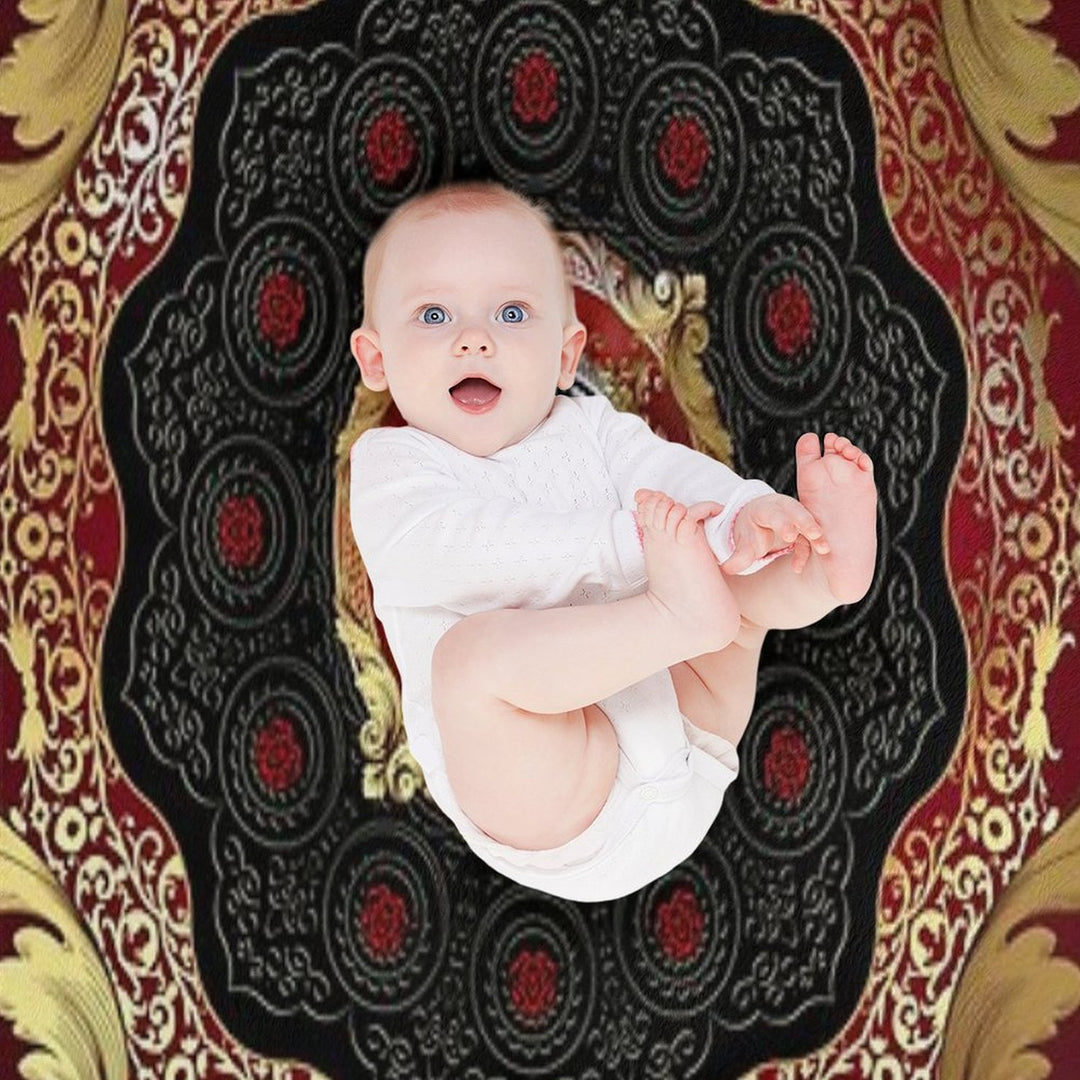 Ornate Baroque Filigree Red Black Gold Greek Key Meander Gift-ready Throw Blanket