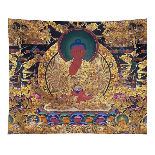 Mandala 116 Golden Amithaba Buddha Thangka Tapestry